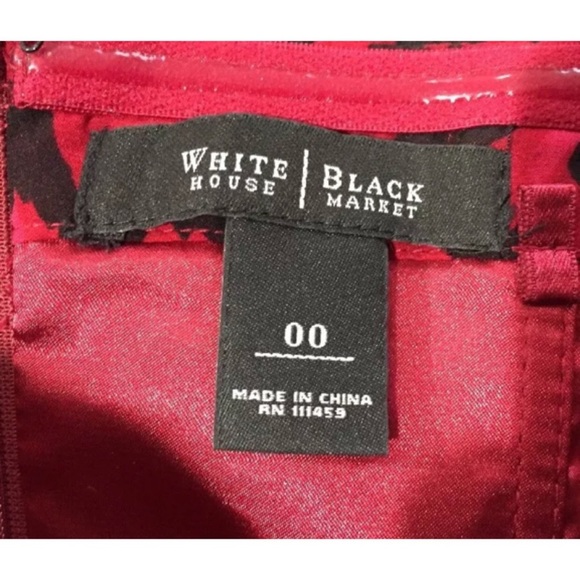 White House Black Market Red & Black Strapless Dress – Size 00 - Picture 7 of 8